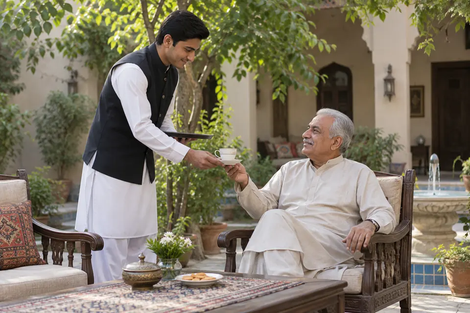 Hire Caretakers & Attendants in Rawalpindi: Caretaker offering companionship to an older adult