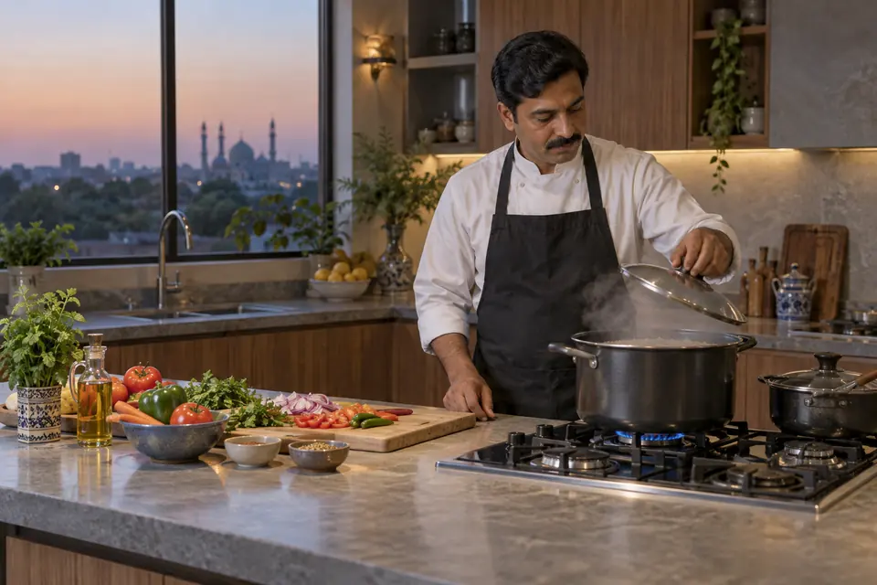 Hire Cooks in DHA Islamabad–Rawalpindi: Home cook preparing a household meal in a Pakistani kitchen